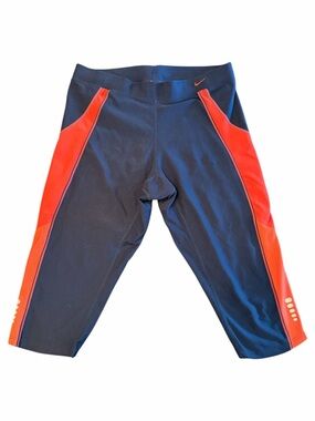 Nike Dri-Fit Compression Cropped Capri Leggings Orange Women Size Sm Workout